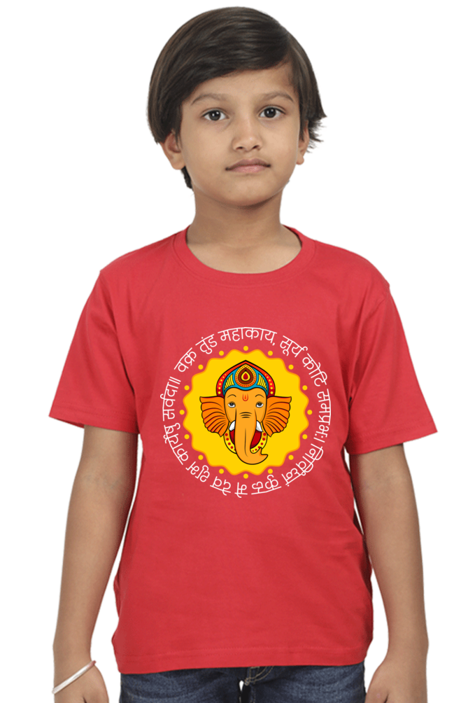 Dark Ganesha Boy Round Neck T-Shirt