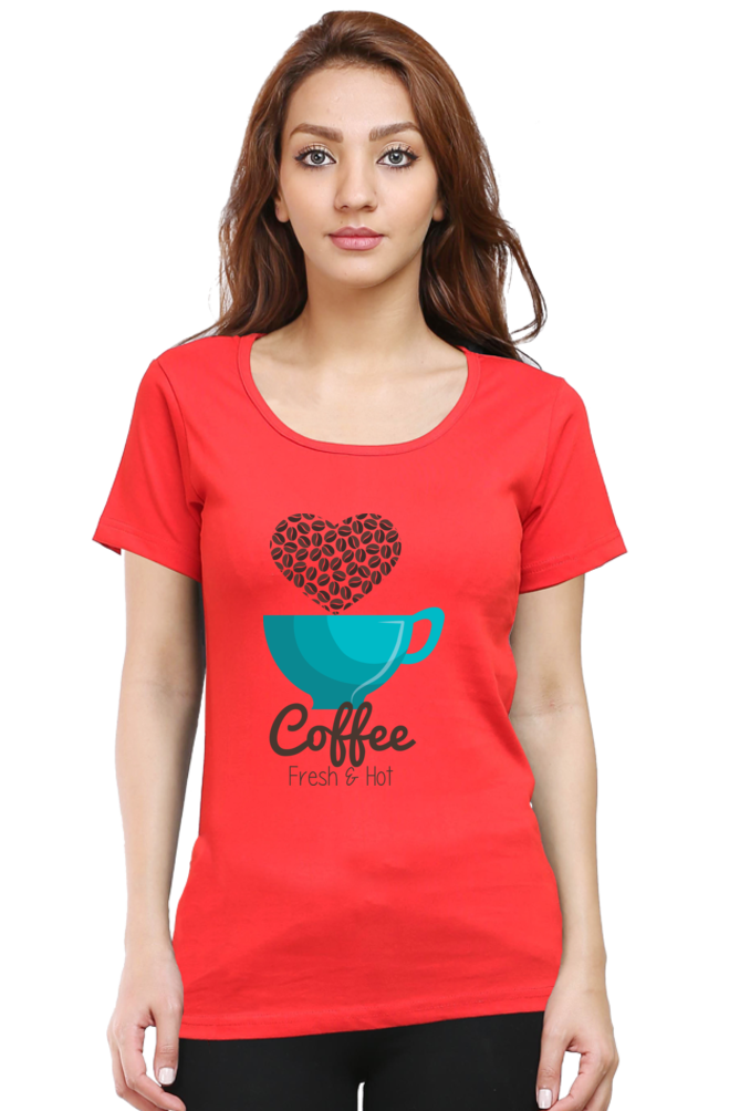 Fresh & Hot Coffee - Women's Round Neck T-Shirt