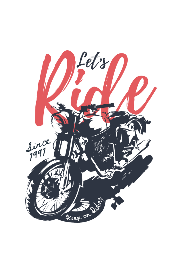 Let's Ride Men's Round Neck T-Shirt