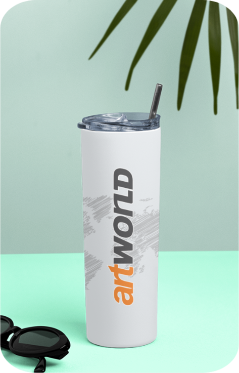 Unisex Tumbler Bottle White gray-Artworld- 20 oz