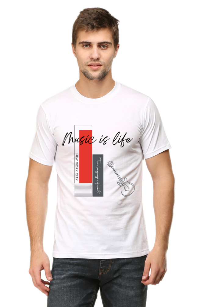 Music is life Men's Round Neck t-Shirt
