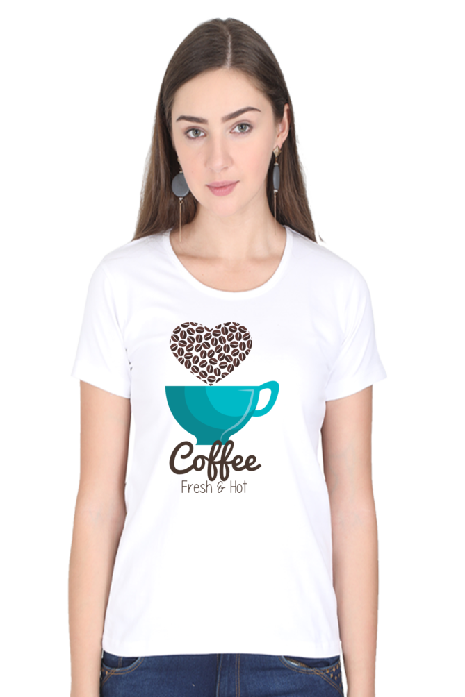 Fresh & Hot Coffee - Women's Round Neck T-Shirt