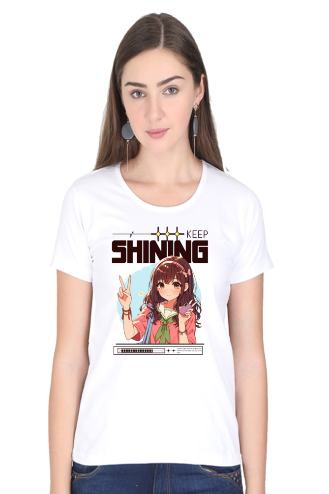 Keep Shining Women's Round Neck Half Sleeves T-Shirt