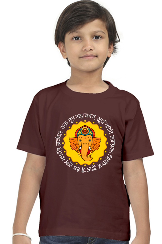 Dark Ganesha Boy Round Neck T-Shirt