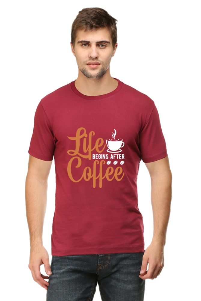 Life begins after Coffee Men's Round Neck T-Shirt