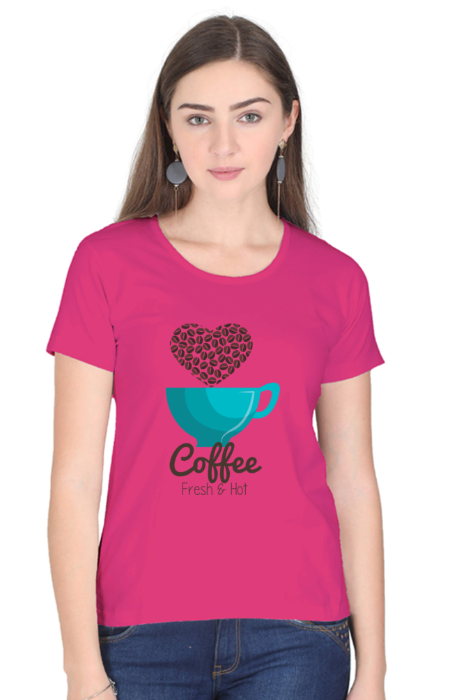 Fresh & Hot Coffee - Women's Round Neck T-Shirt