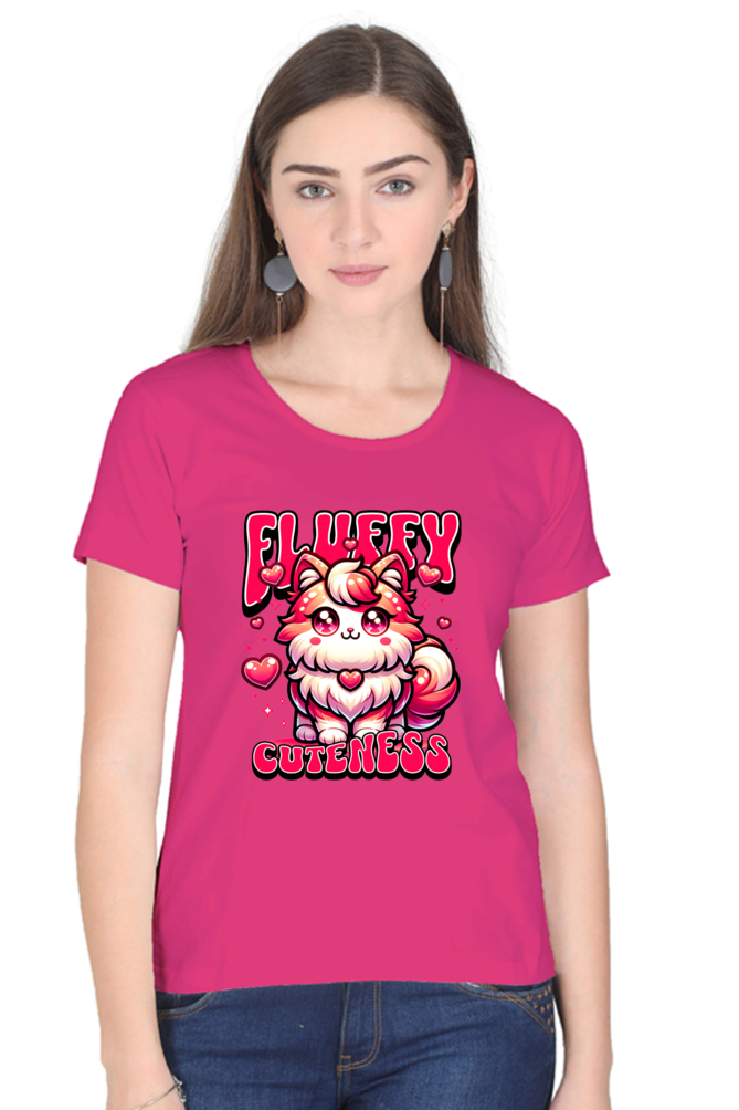 Fluffy Cuteness Women's Round Neck T-Shirt