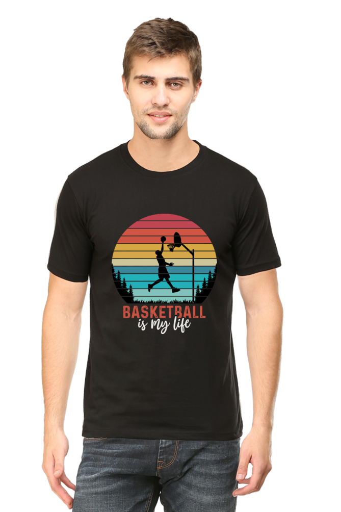 Basketball is my life Mens Round Neck T-shirt