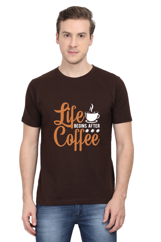 Life begins after Coffee Men's Round Neck T-Shirt