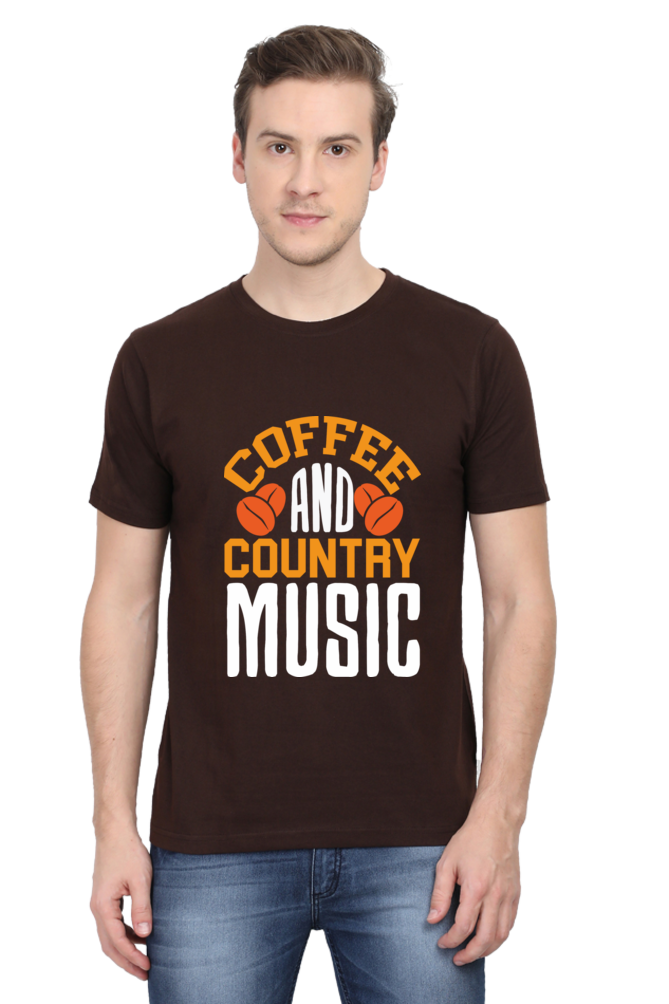 Coffee Country Music Men's Round Neck T-Shirt