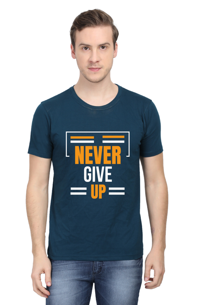 Never Give up Men's Round Neck T-Shirt