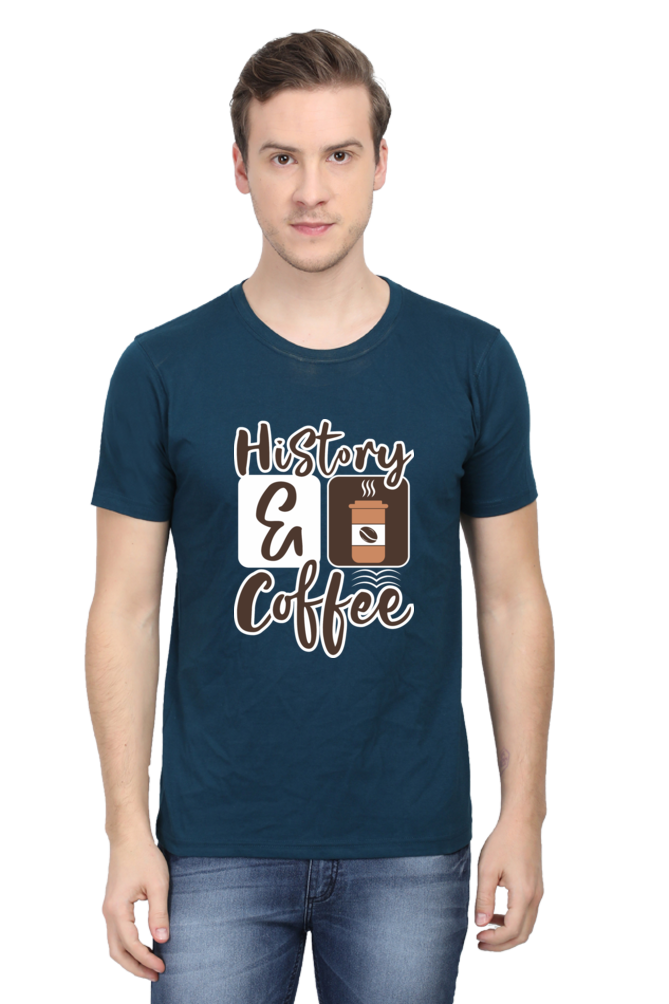 History and Coffee Men's Round Neck T-Shirt