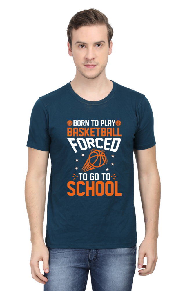 Born To Play Basketball Mens Round Neck T-Shirt
