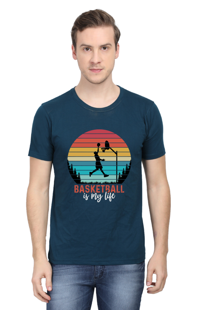 Basketball is my life Mens Round Neck T-shirt
