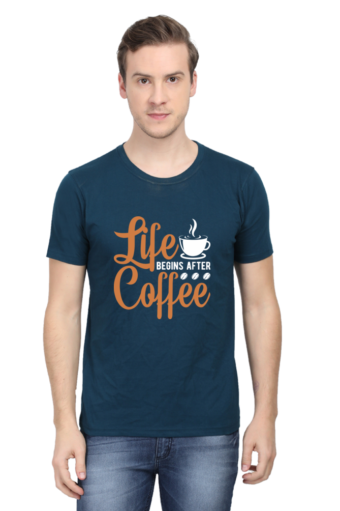 Life begins after Coffee Men's Round Neck T-Shirt
