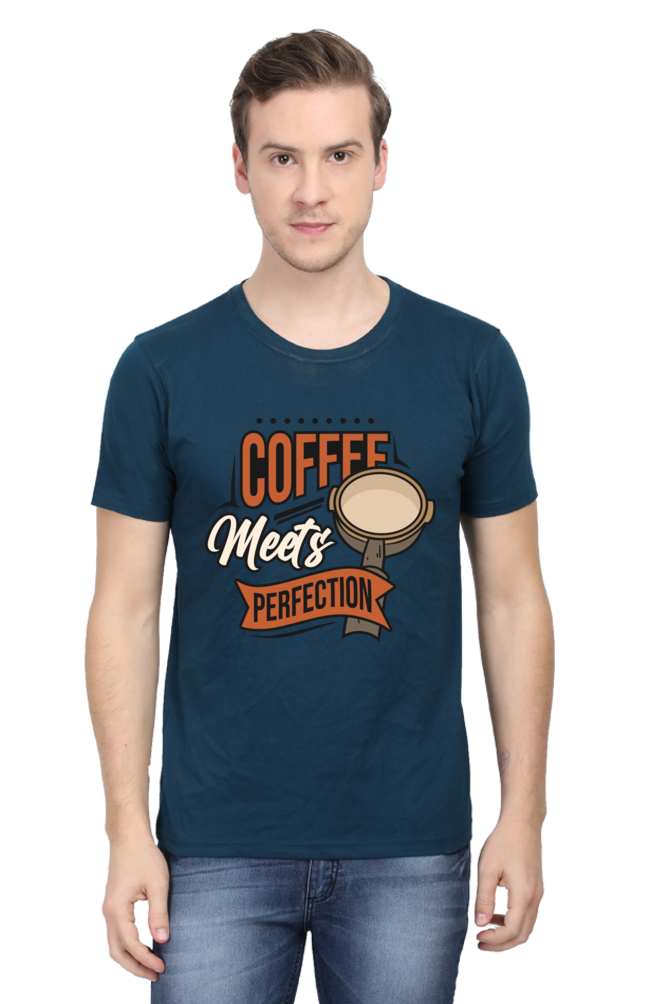 Coffee Meets Perfection Men's Round Neck T-Shirt