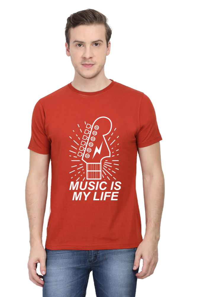 Music is my life Men's Round Neck T-Shirt