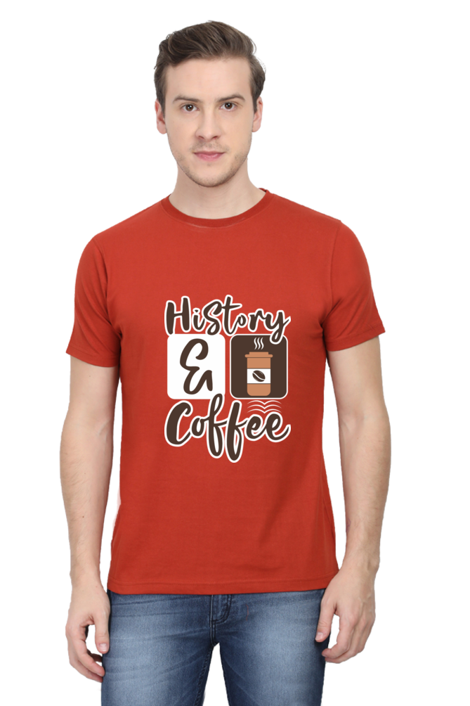 History and Coffee Men's Round Neck T-Shirt