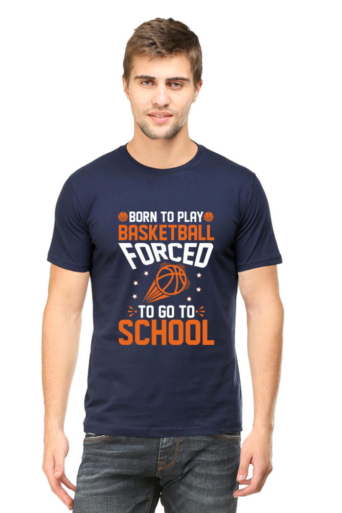 Born To Play Basketball Mens Round Neck T-Shirt