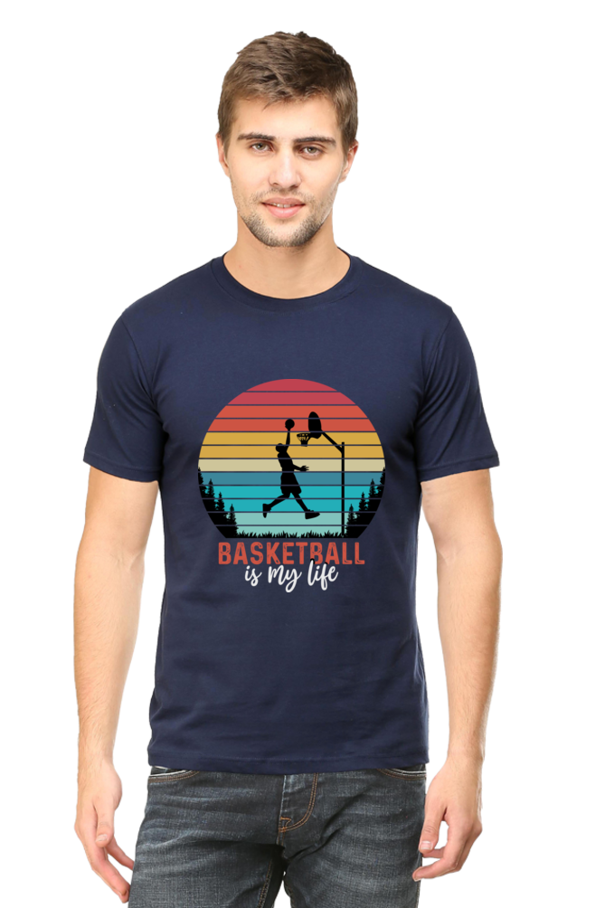 Basketball is my life Mens Round Neck T-shirt