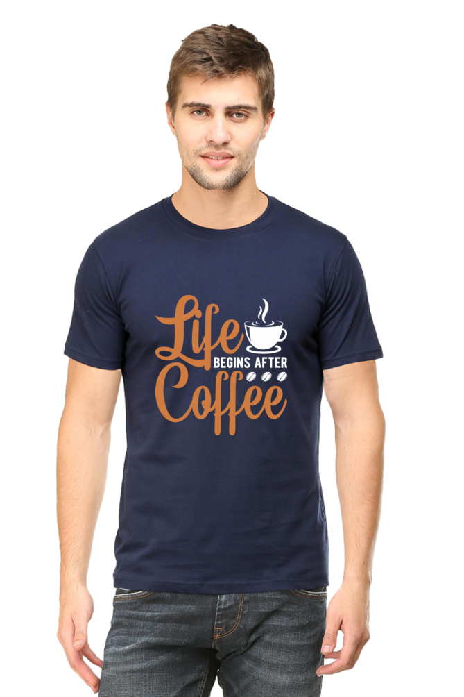 Life begins after Coffee Men's Round Neck T-Shirt