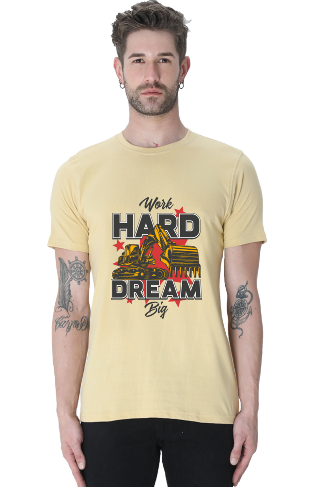 Work Hard Light Colour Men's Round Neck T-Shirt