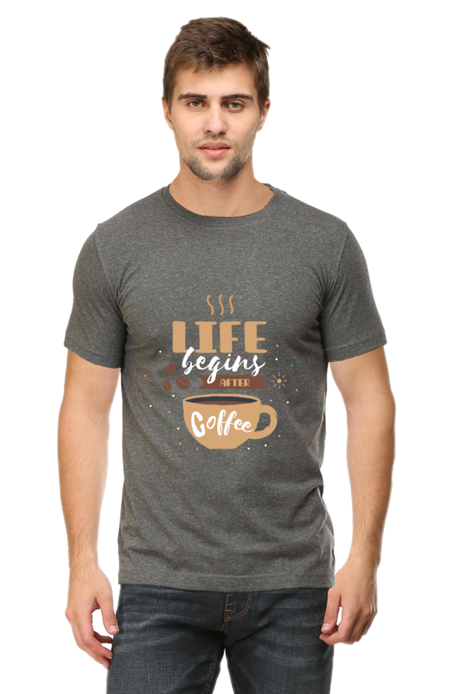 Life begins with Coffee - Men's Round Neck T-Shirt