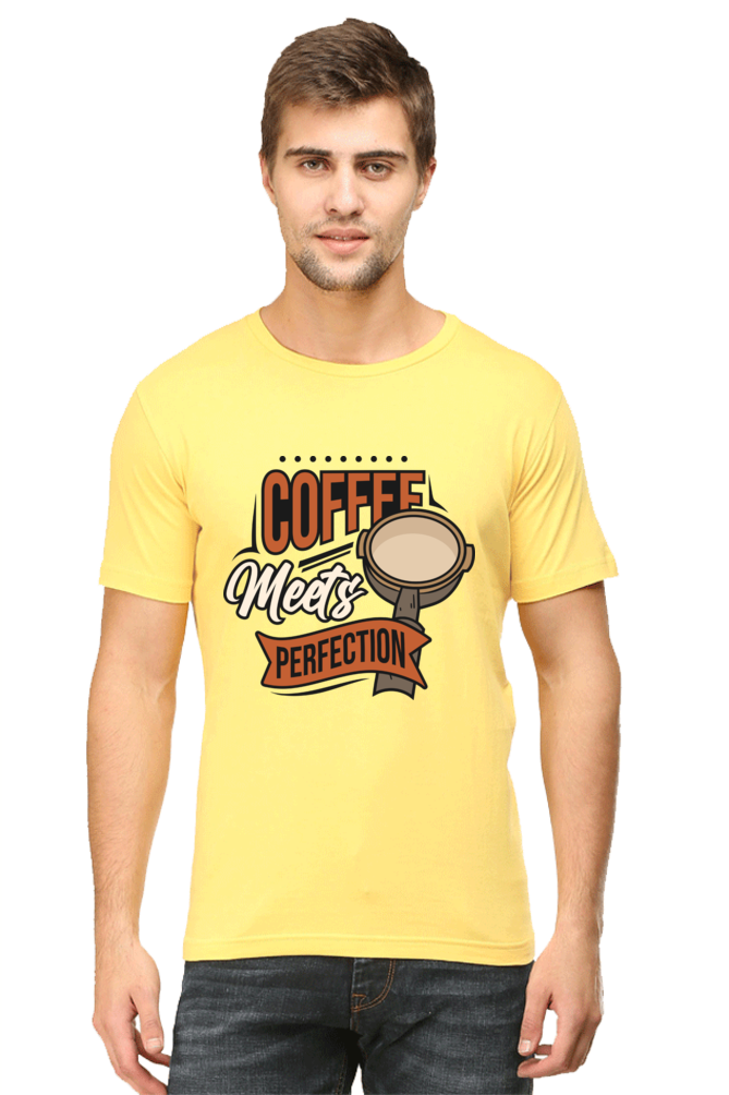 Coffee Meets Perfection Men's Round Neck T-Shirt