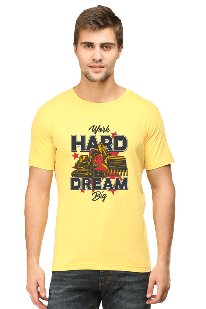 Work Hard Light Colour Men's Round Neck T-Shirt