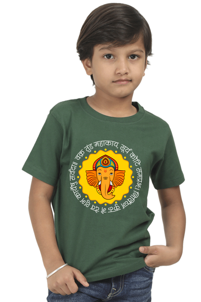 Dark Ganesha Boy Round Neck T-Shirt