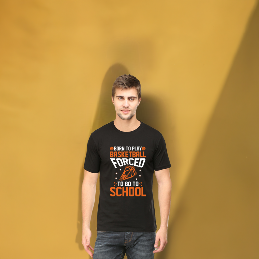 Born To Play Basketball Mens Round Neck T-Shirt