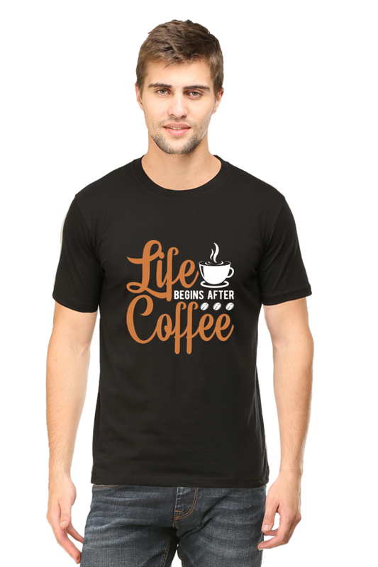 Life begins after Coffee Men's Round Neck T-Shirt