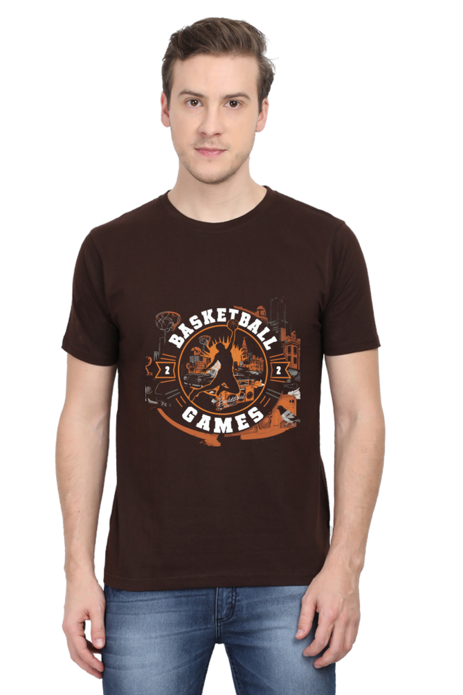 Basket Ball Games Round Neck Men's T-Shirt