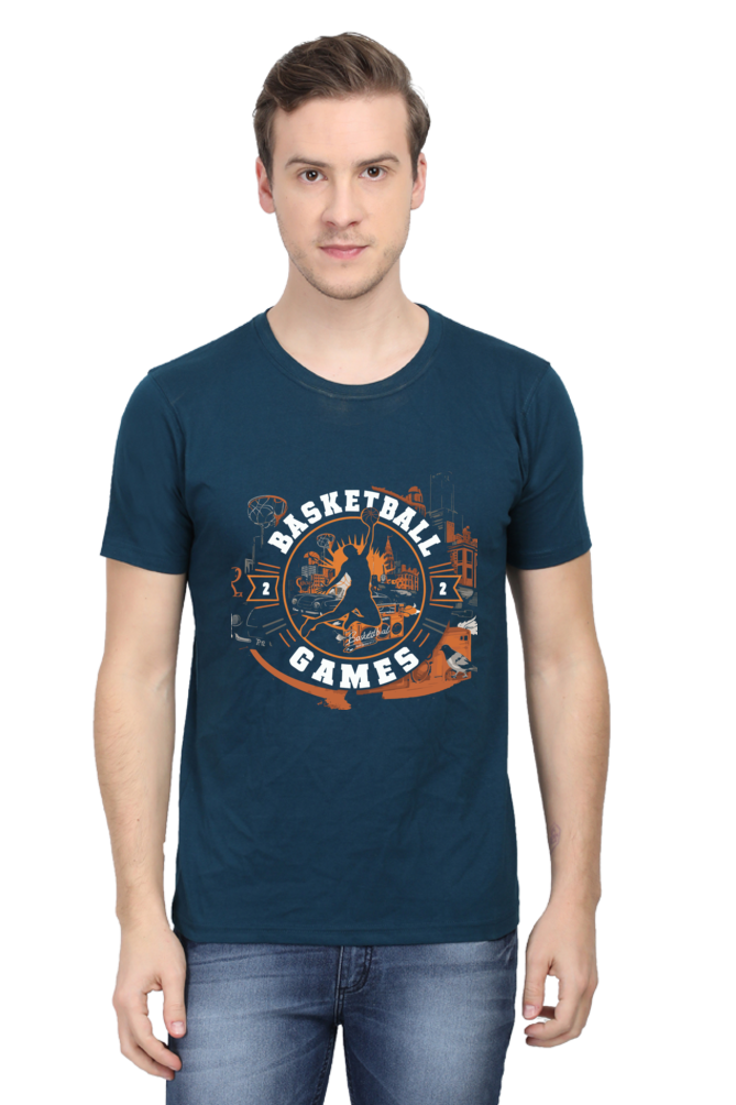 Basket Ball Games Round Neck Men's T-Shirt