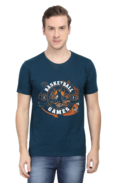 Basket Ball Games Round Neck Men's T-Shirt