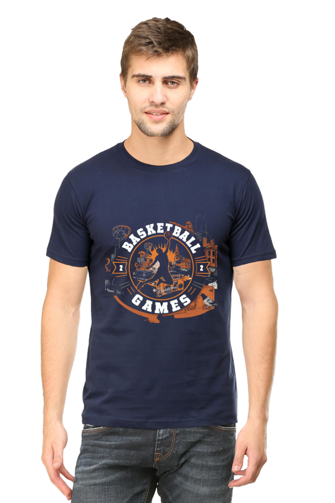 Basket Ball Games Round Neck Men's T-Shirt